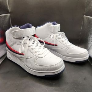 Men's Fila A-High Sneaker White, Red, Blue Size 85